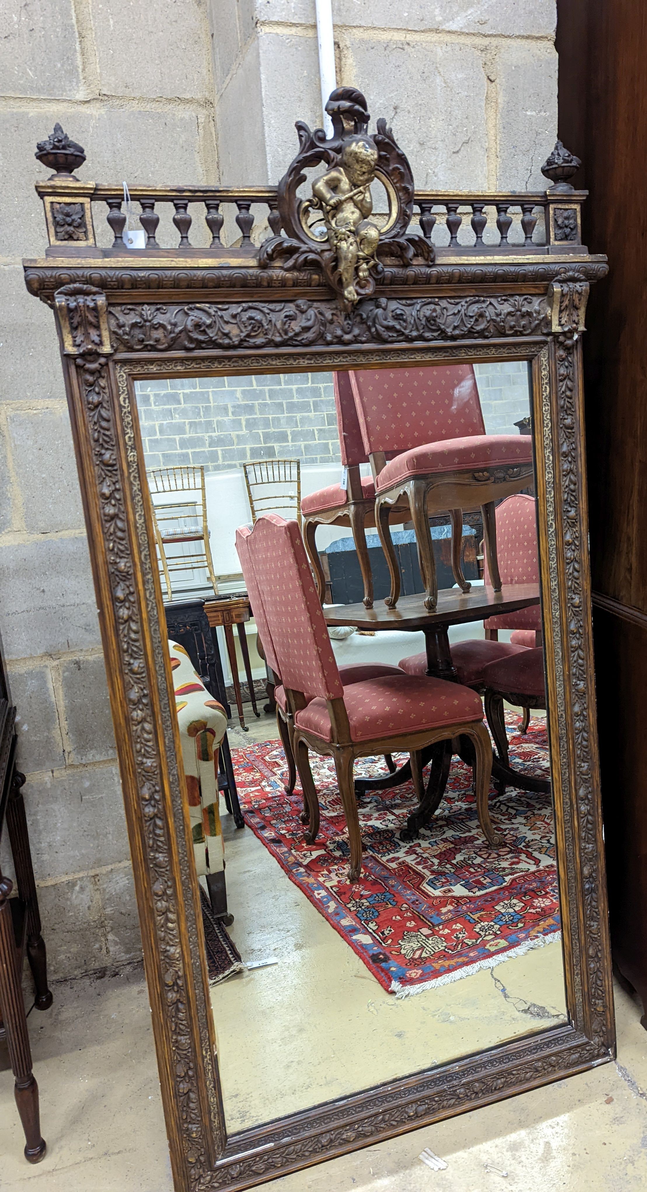 A Victorian parcel gilt pier glass, width 80cm, height 149cm